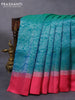 Pure soft silk saree dual shade of cs blue and pink with allover silver zari woven brocade weaves and zari woven simple border