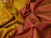 Pure kanjivaram silk saree mustard shade with plain body and thread woven border