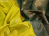 Pure kanjivaram silk saree lime yellow and dark green with allover zari checks & buttas and zari woven border