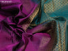 Pure kanjivaram silk saree purple and green with zari woven buttas and zari woven border