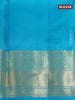 Pure kanjivaram silk saree dual shade of teal bluish pink with allover self emboss and zari woven border