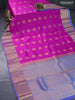 Pure kanjivaram silk saree purple and cs blue with self emboss & zari buttas and zari woven border