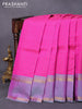 Pure kanjivaram silk saree pink and dual shade of teal green with allover checked pattern and rettapet zari woven border
