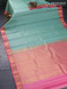 Pure kanjivaram silk saree pastel green and light pink with zari woven buttas and annam zari woven border