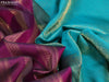 Pure kanjivaram silk saree purple and teal green with allover zari weaves and rich zari woven border