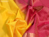 Pure kanjivaram silk saree mango yellow and pink with allover zari weaves and zari woven border