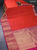 Pure kanjivaram silk saree orange and pink with allover zari woven buttas and long zari woven border