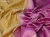 Pure kanjivaram silk saree pale yellow and purple with zari woven buttas and long zari woven border