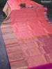 Pure kanjivaram silk saree orange and purple with zari woven buttas and long zari woven border