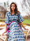 Indigo Paisley Dabu Cotton Kaftan