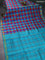 10 yards silk cotton saree multi colour and teal green with allover paalum pazhamum checks and zari woven border