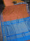 10 yards silk cotton saree dual shade of mustard and cs blue with zari woven buttas and zari woven border