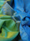 10 yards silk cotton saree dual shade of teal green and cs blue with zari woven buttas and annam zari woven border