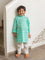 Set of 3 - Kanha Organic Cotton Block Printed Long Kurta with Jacket
