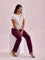 Women Solid Wine Mid Rise Track Pant