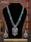 Beaded mint green necklace with cz stones and pearl hangings in zircon finish