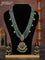 Beaded multilayer mint green necklace floral pendant with kemp & cz stones and pearl hangings in victorian finish