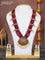 Beaded multilayer maroon necklace with kemp & cz stones and pearl hangings in victorian finish