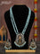 Beaded double layer mint green necklace tirupati balaji pendant with cz stones and pearl & beads hangings in victorian finish