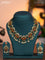 Antique necklace lakshmi design with pavalam green kemp & cz stones and pearl hangings