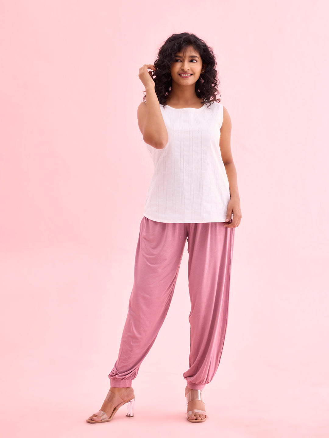 Women Solid Light Wine Harem Pants