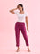 Women Solid Dark Wine Cotton Pencil Pant