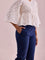 Women Solid Navy Mid Rise Cropped Pencil Pant