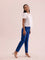 Women Solid Royal Mid Rise Cotton Pants