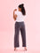 Women Solid Medium Grey Ponte Wide Leg Pants