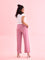 Women Solid Rusty Pink Ponte Wide Leg Pants