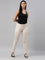 Women Solid Cream Stretch Ponte Pants