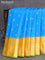 Pure gadwal silk saree cs blue and yellow with zari woven buttas and long zari woven border