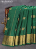Pure kanjivaram silk saree green and dual shade of pinkish orange with annam zari woven buttas and zari woven border & Butta style