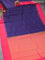 Pure kanjivaram silk saree dark blue and dark pink with allover zari weaves and simple border & Allover weaves