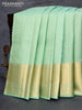 Pure kanjivaram silk saree pastel green with allover zari weaves and zari woven border