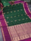 Pure soft silk saree green and purple with allover zari checks & paisley buttas and rettapet zari woven border