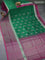 Pure uppada silk saree green and dark magenta pink with silver zari woven floral buttas and silver zari woven paisley butta border