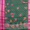 Banarasi kota saree green and purple with floral digital prints & zari stripes pattern and temple design rettapet zari woven border