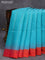 Pure soft silk saree teal blue and dual shade of pinkish orange with allover silver & copper zari weaves and simple border