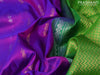 Pure uppada silk saree purple and green with silver & gold zari woven buttas and rich zari wpven border