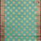 Banarasi kota saree teal blue and red with zari woven buttas and zari woven border