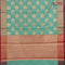 Banarasi kota saree teal blue and red with zari woven buttas and zari woven border