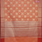 Banarasi kota saree peach orange and red with zari woven floral buttas and zari woven border