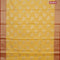 Banarasi kota saree mango yellow and pink with zari woven leaf buttas and zari woven border