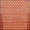 Banarasi kota saree peach orange and red shade with zari woven floral buttas and floral zari woven border