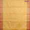 Banarasi kota saree yellow and red with allover zari weaves and zari woven floral border