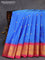 Pure gadwal silk saree blue shade and pink with allover zari woven buttas and temple design zari woven floral border