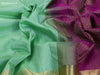 Pure kanjivaram silk saree pista green and purple with allover zari weaves and zari woven border
