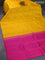 Pure kanjivaram silk saree mango yellow and pink with zari woven buttas in borderless style