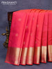 Pure kanjivaram silk saree dual shade of pinkish orange and dark green with annam zari woven buttas and zari woven border